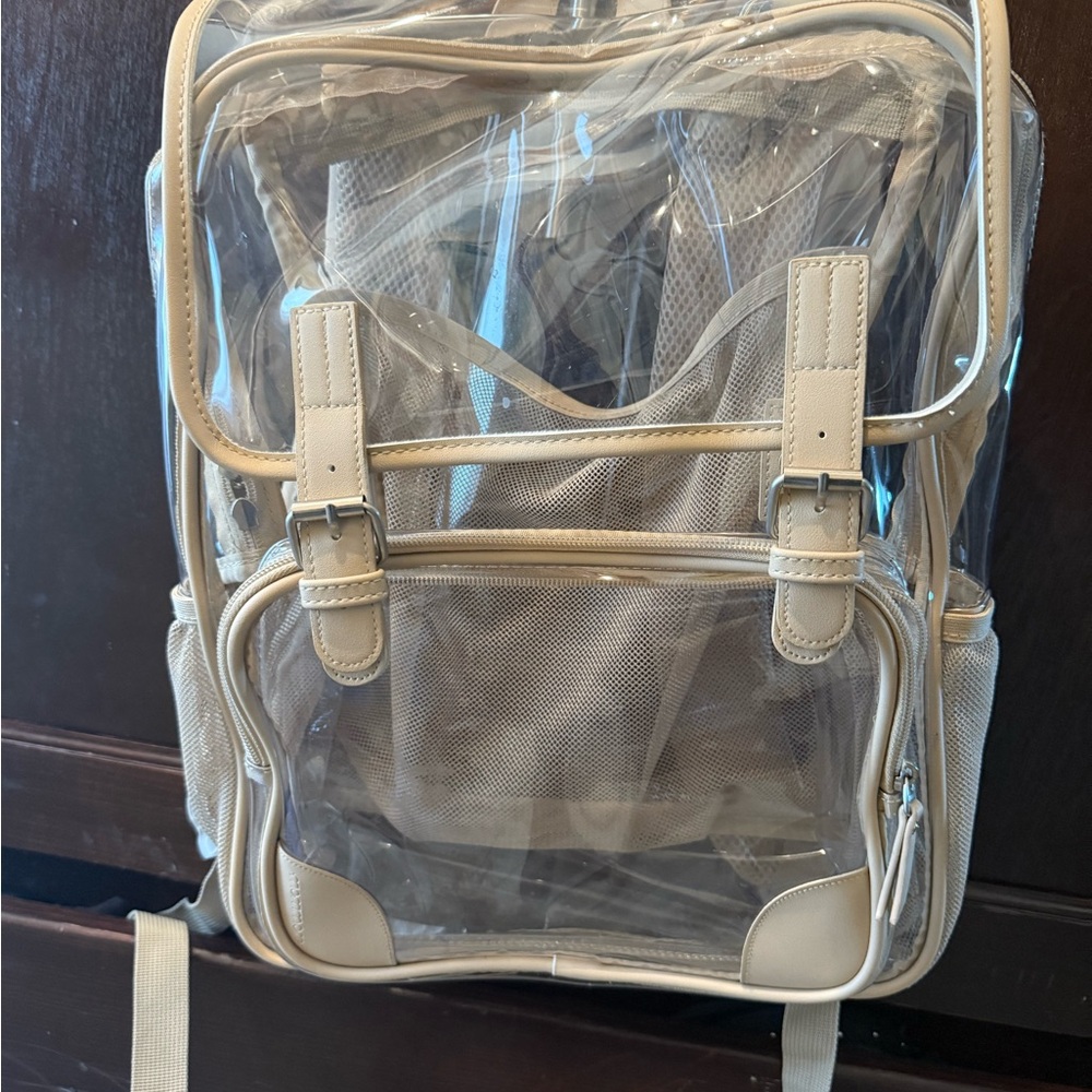 Transparent Backpack With Beige Trim - image 1